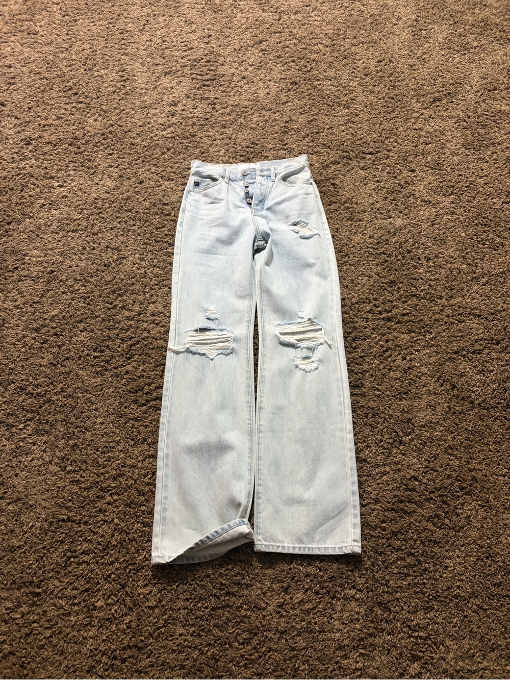 KanCan Light Wash Distressed Wide-Leg Jeans